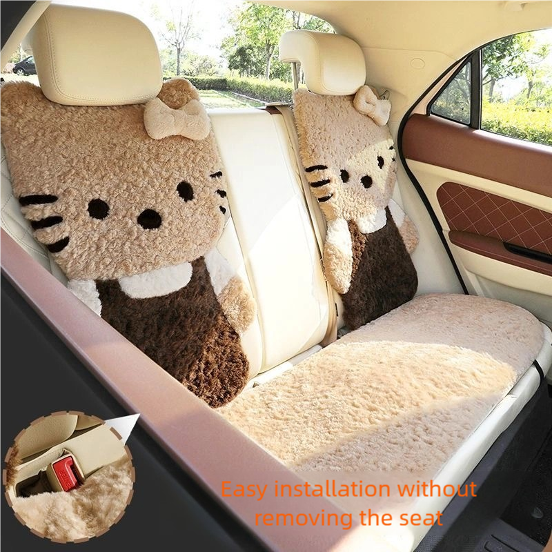 Cozy Kitty Plush Car Seat Cover Set