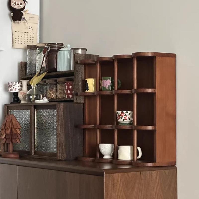 Walnut Grid Mug Display Shelf