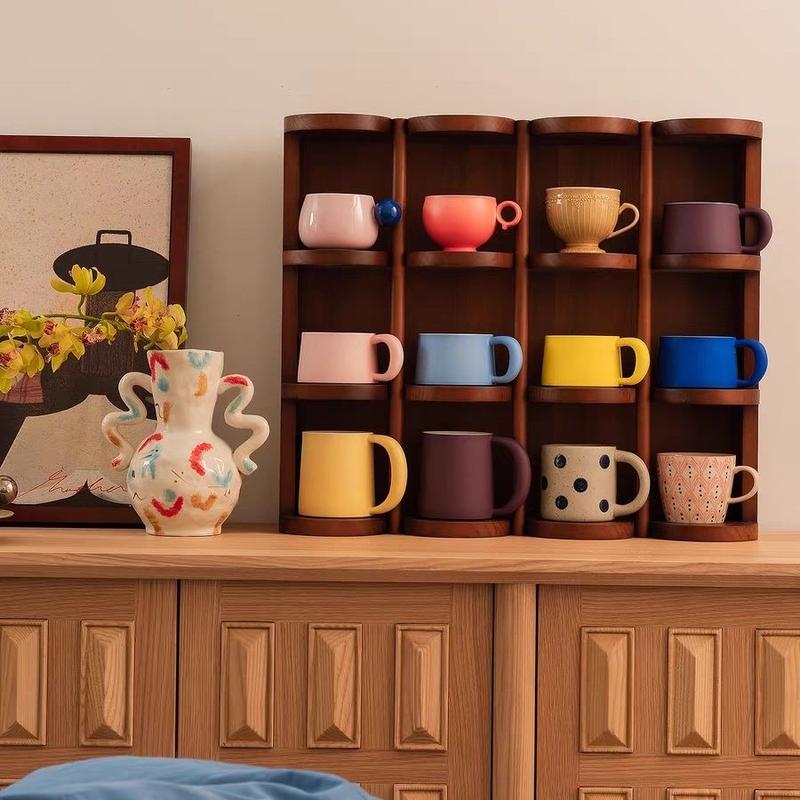 Walnut Grid Mug Display Shelf