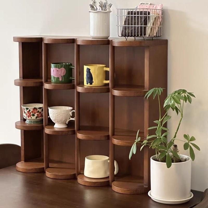 Walnut Grid Mug Display Shelf