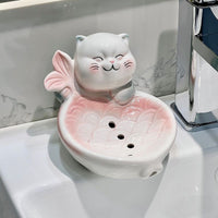 Lucky Cat Ceramic Soap Dish