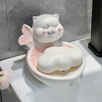 Lucky Cat Ceramic Soap Dish