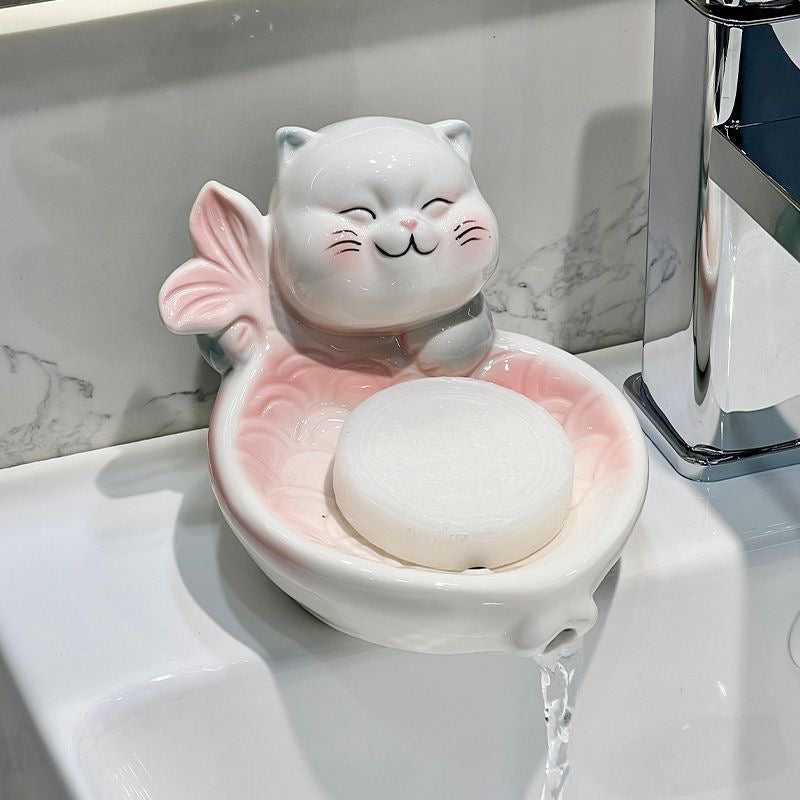 Lucky Cat Ceramic Soap Dish