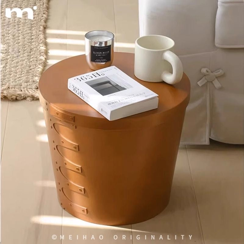 Round Storage Side Table with Hidden Compartment