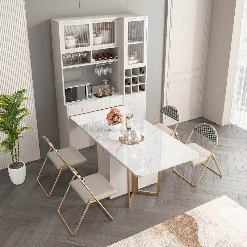 LuxeFold Marble Dining Set