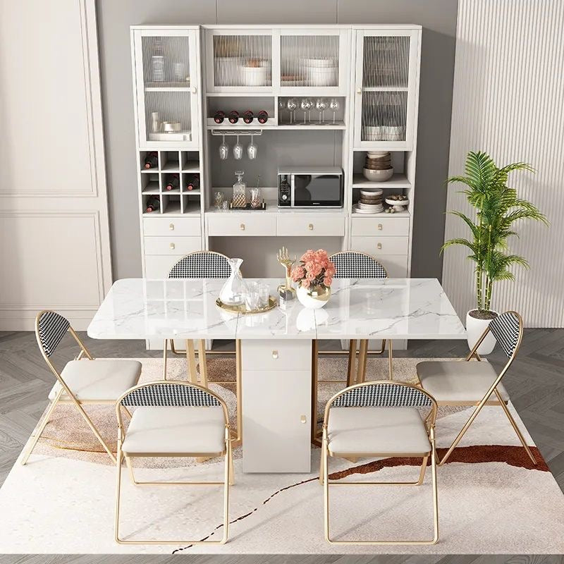 LuxeFold Marble Dining Set