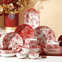 Festive Set of Bowls and Chopsticks for Household Red Tableware