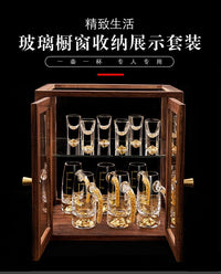 Luxe Walnut Bar Display Set — 12-Carafe & 12-Glass Tasting Collection