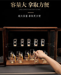 Luxe Walnut Bar Display Set — 12-Carafe & 12-Glass Tasting Collection