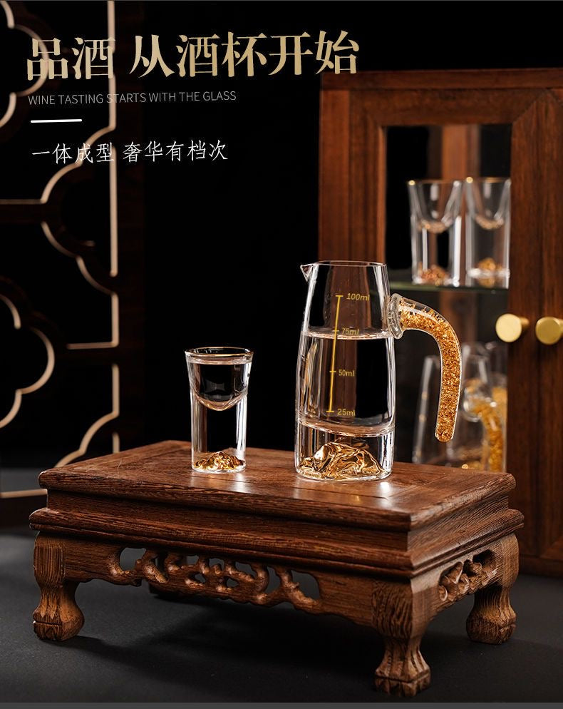 Luxe Walnut Bar Display Set — 12-Carafe & 12-Glass Tasting Collection