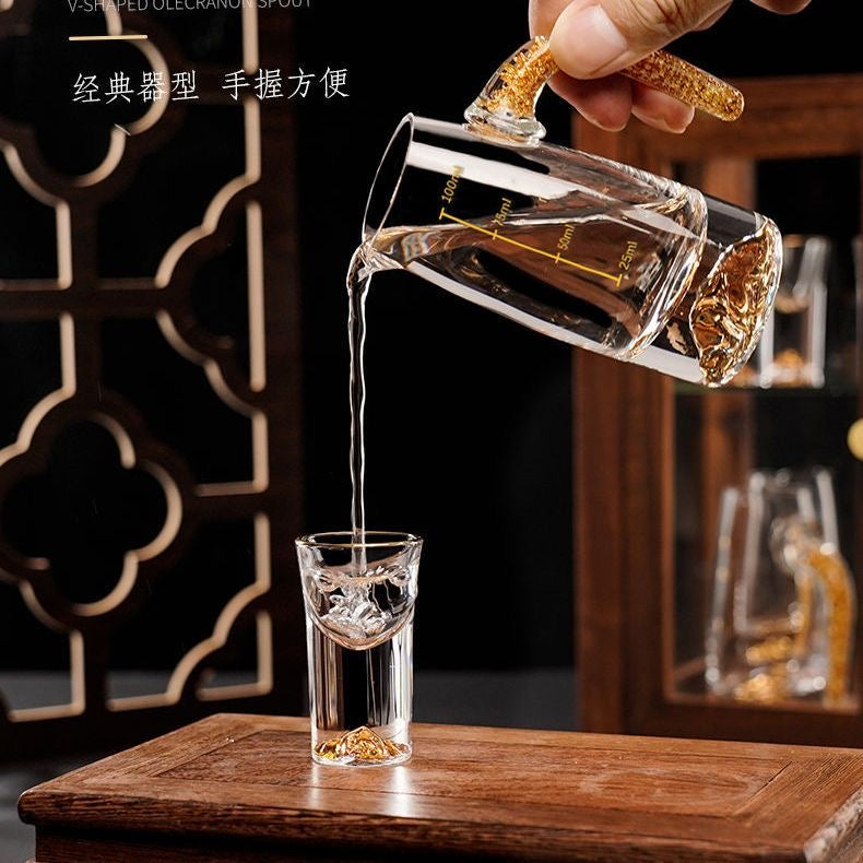 Luxe Walnut Bar Display Set — 12-Carafe & 12-Glass Tasting Collection