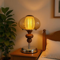 Amber Glow Sculpted Glass Table Lamp