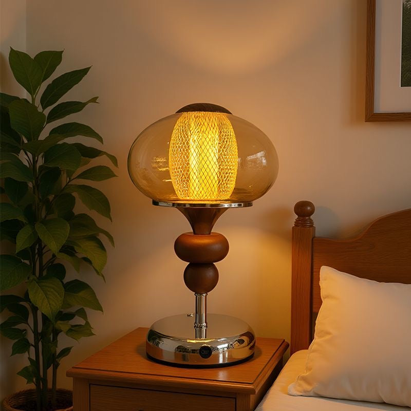 Amber Glow Sculpted Glass Table Lamp
