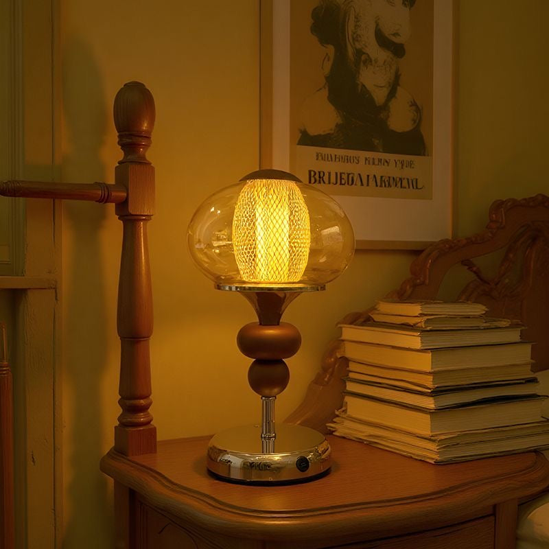 Amber Glow Sculpted Glass Table Lamp