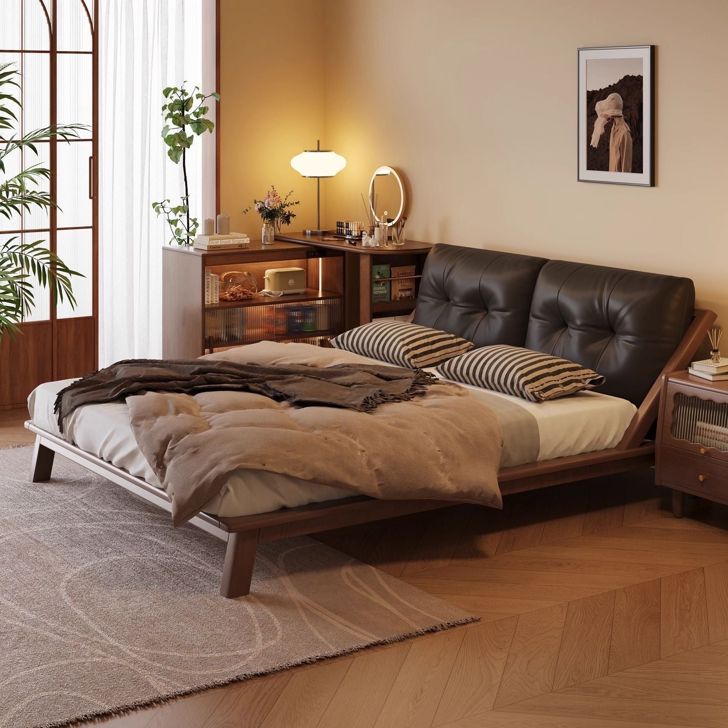 Walden Luxe Wood & Leather Platform Bed