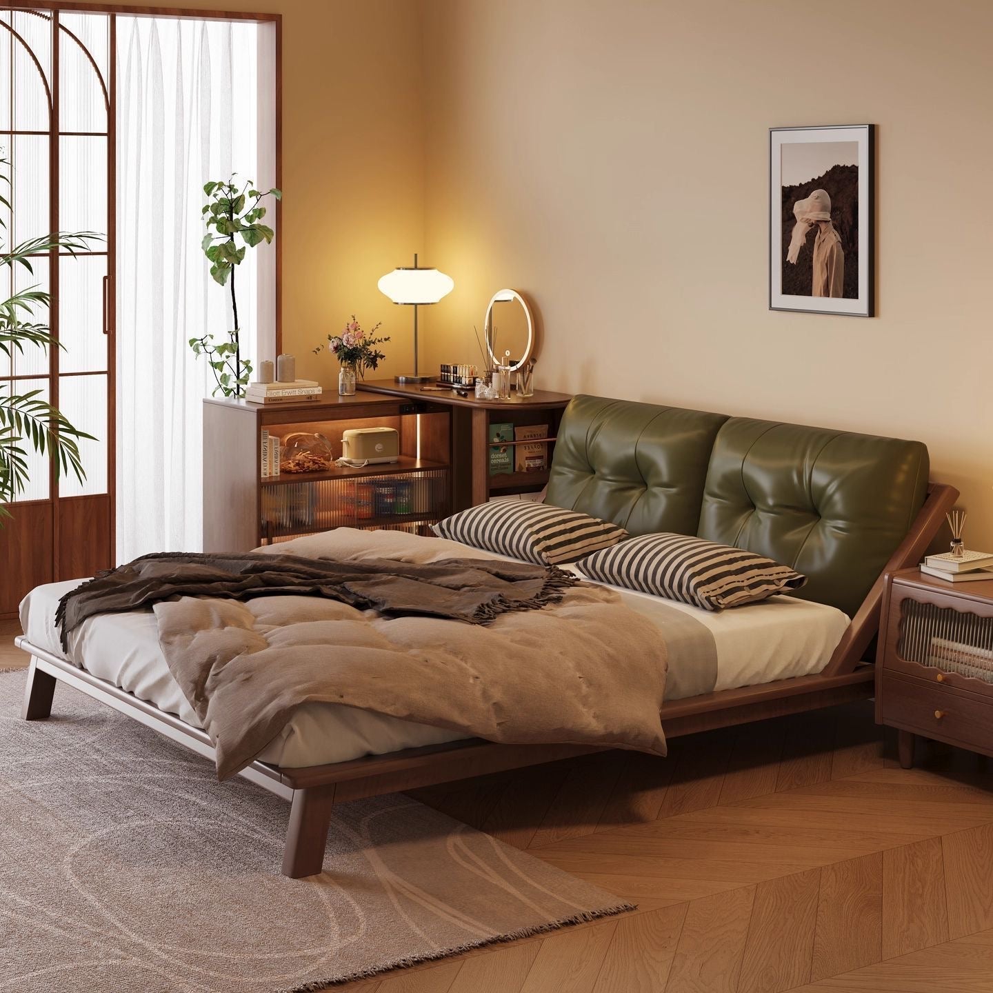 Walden Luxe Wood & Leather Platform Bed