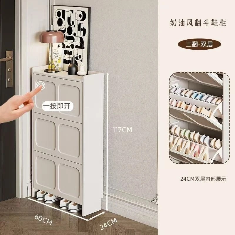 SlimNest Flip-Drawer Shoe Cabinet
