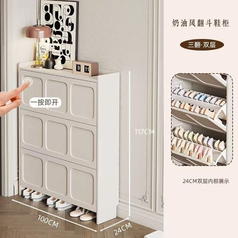 SlimNest Flip-Drawer Shoe Cabinet
