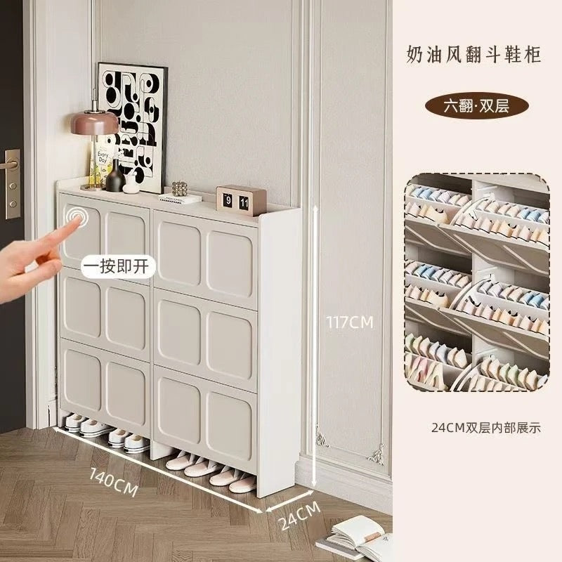 SlimNest Flip-Drawer Shoe Cabinet