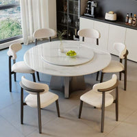 Luna Stone Round Dining Table with Lazy Susan