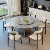 Luna Stone Round Dining Table with Lazy Susan