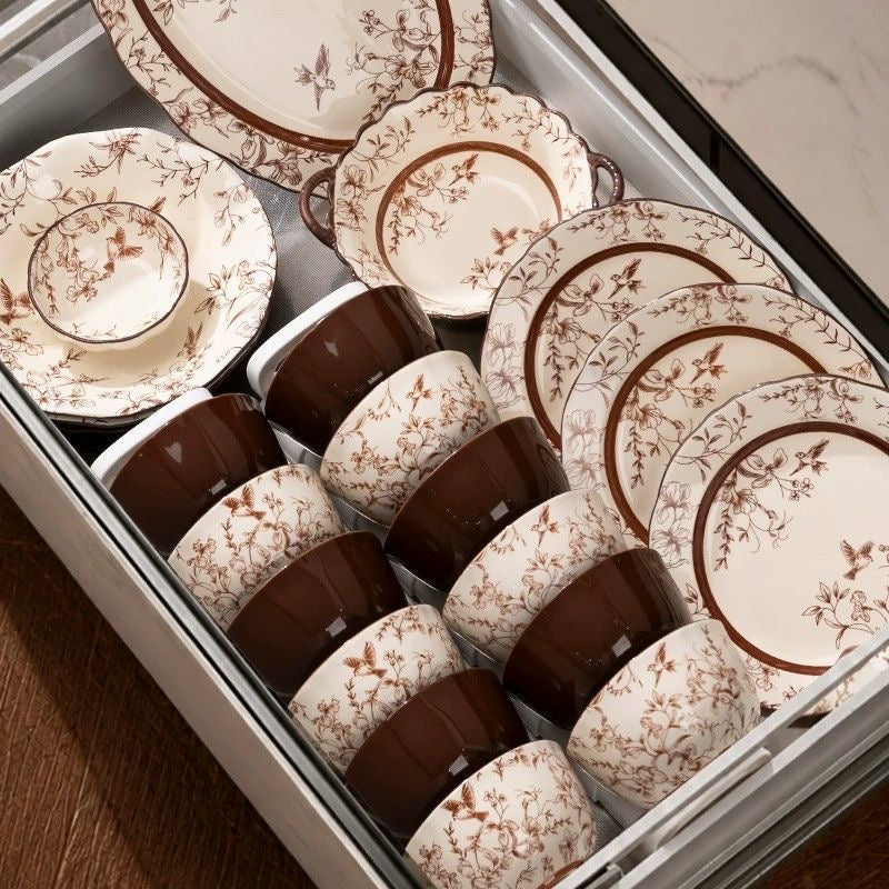 Crane Blossom Ceramic Dinnerware Set