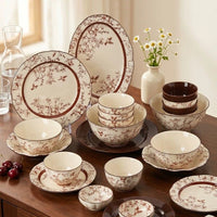 Crane Blossom Ceramic Dinnerware Set