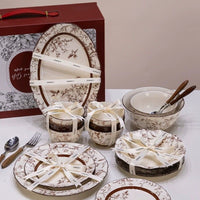 Crane Blossom Ceramic Dinnerware Set