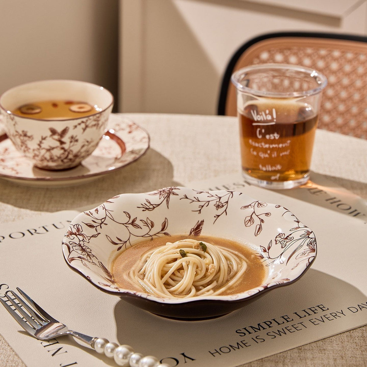 Crane Blossom Ceramic Dinnerware Set