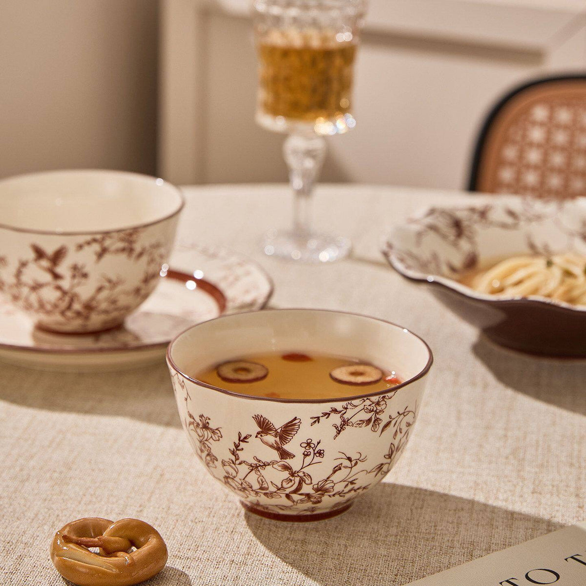 Crane Blossom Ceramic Dinnerware Set