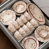 Crane Blossom Ceramic Dinnerware Set