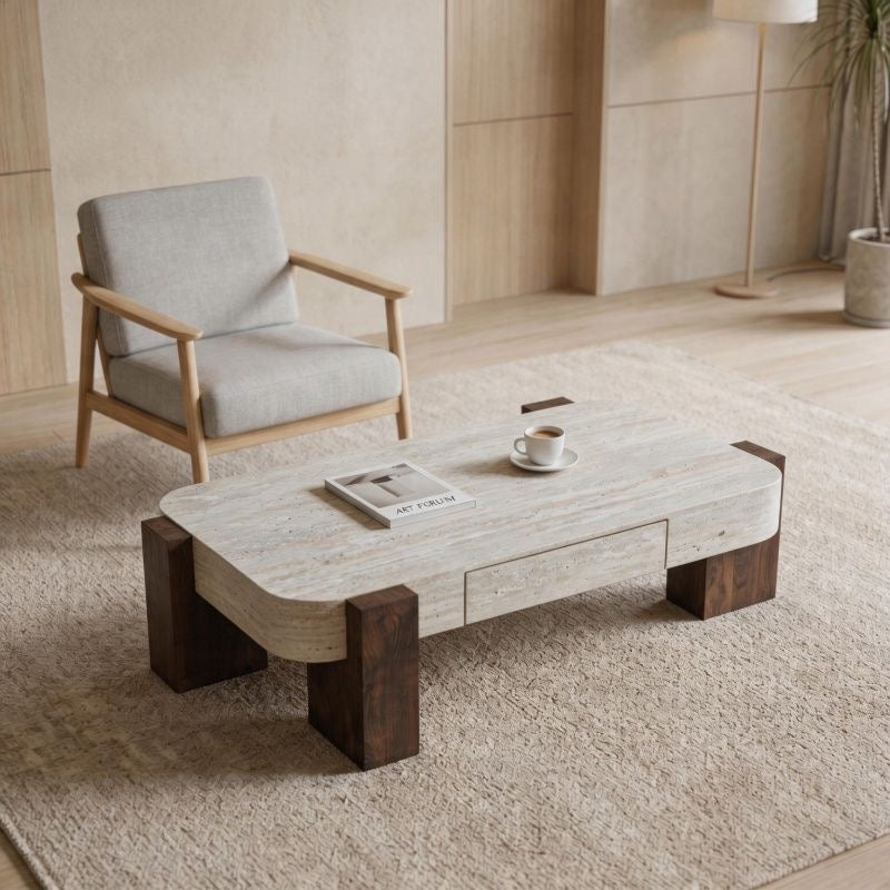 TerraForm Modern Rectangular Coffee Table with Storage Drawer