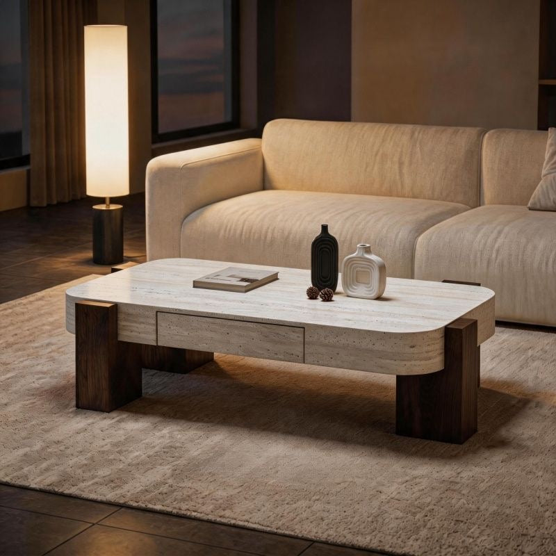 TerraForm Modern Rectangular Coffee Table with Storage Drawer