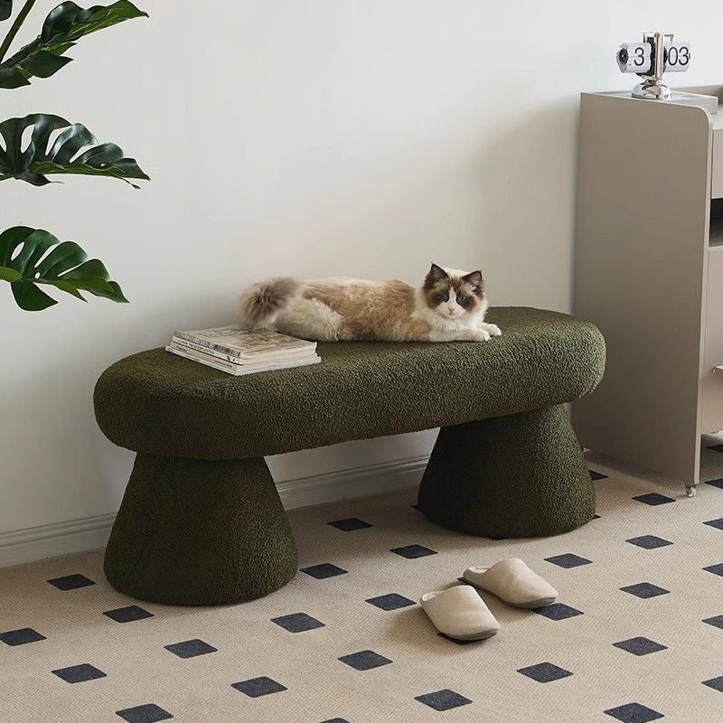 Milo Cloud Bouclé Bench – Modern Upholstered Entryway Shoe Bench