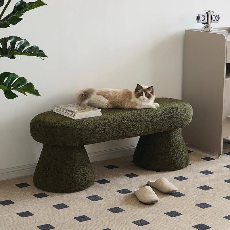 Milo Cloud Bouclé Bench – Modern Upholstered Entryway Shoe Bench