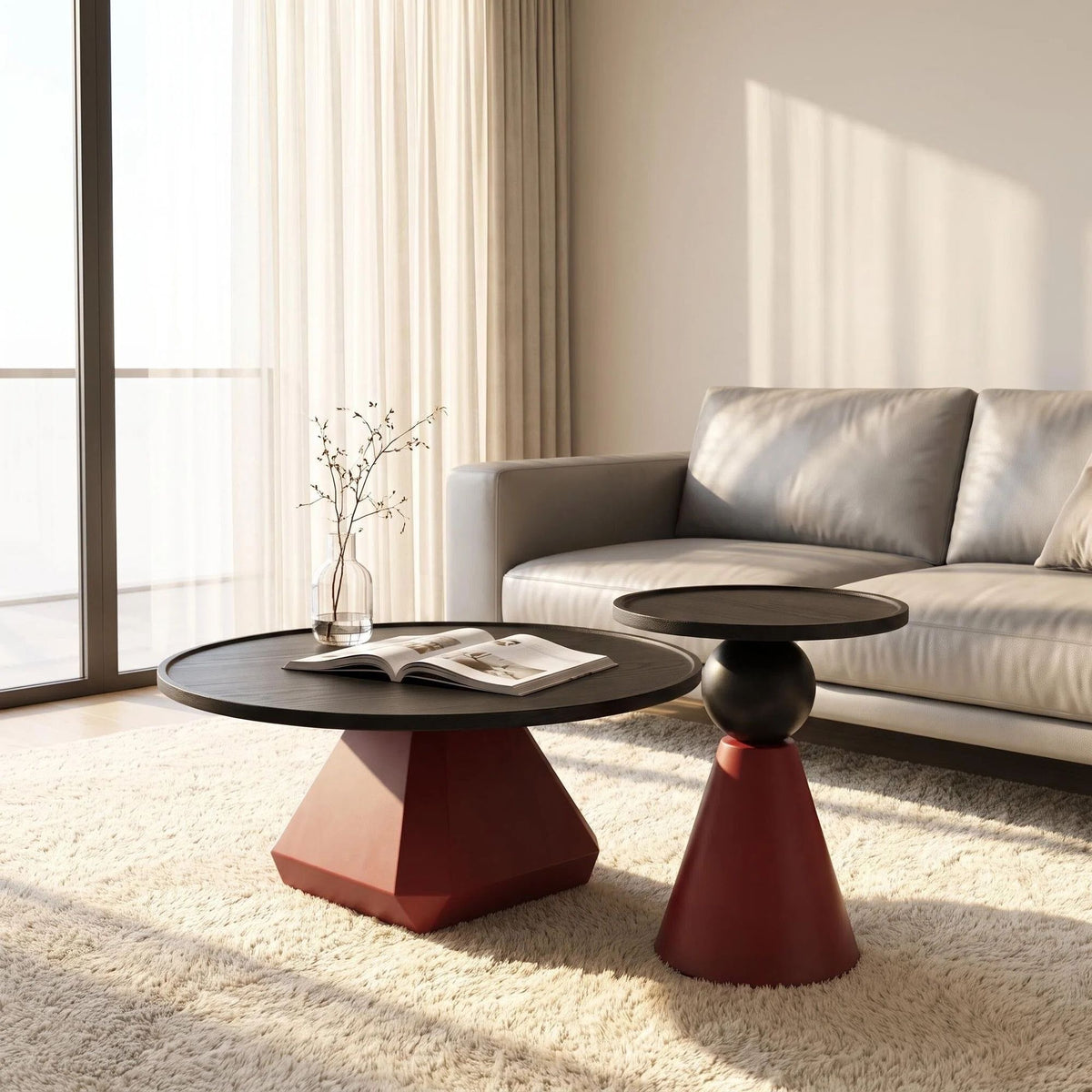 Nova Orbit Coffee Table Set – Modern Sculptural Round Coffee & Side Tables