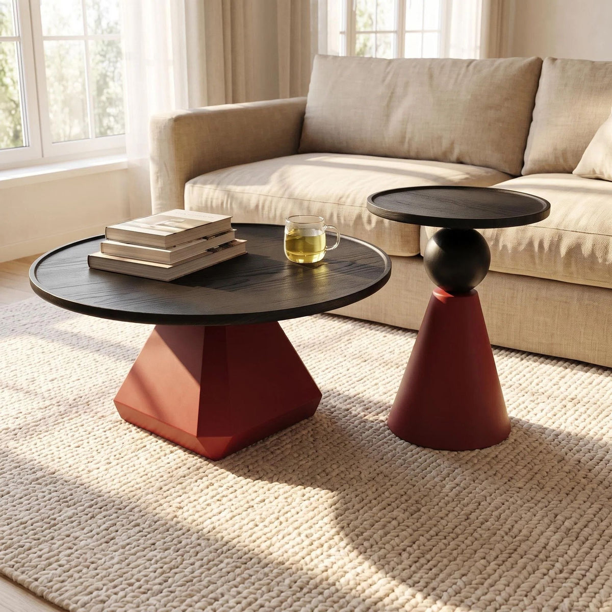 Nova Orbit Coffee Table Set – Modern Sculptural Round Coffee & Side Tables