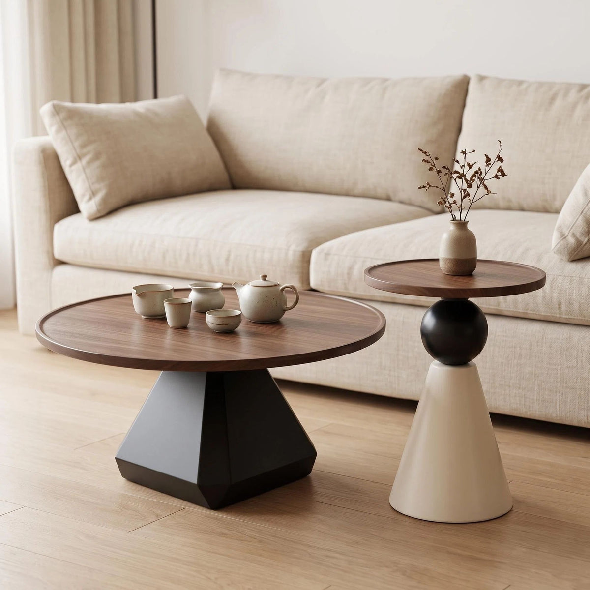 Nova Orbit Coffee Table Set – Modern Sculptural Round Coffee & Side Tables