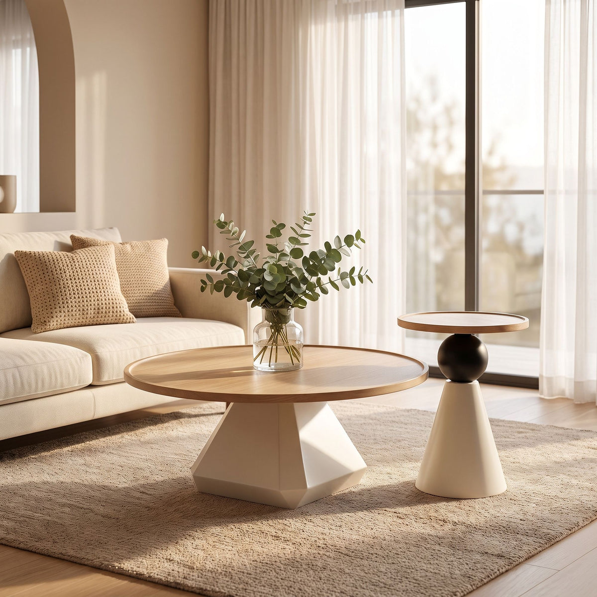 Nova Orbit Coffee Table Set – Modern Sculptural Round Coffee & Side Tables