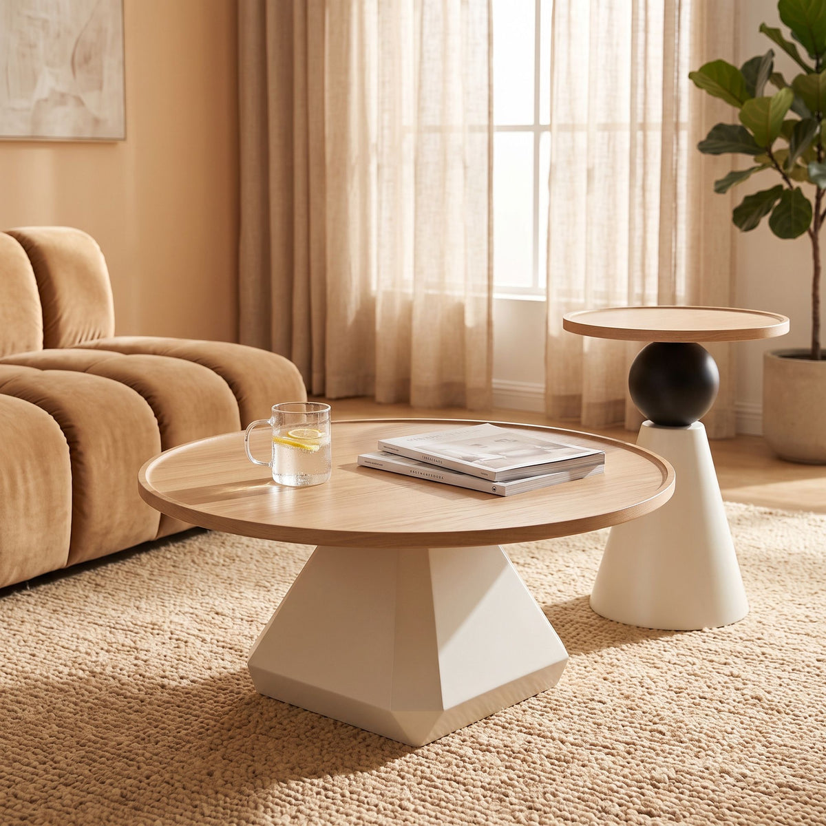 Nova Orbit Coffee Table Set – Modern Sculptural Round Coffee & Side Tables