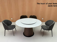 Liora Luxe Round Sintered Stone Dining Table With Lazy Susan#C723