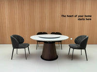 Liora Luxe Round Sintered Stone Dining Table With Lazy Susan#C723