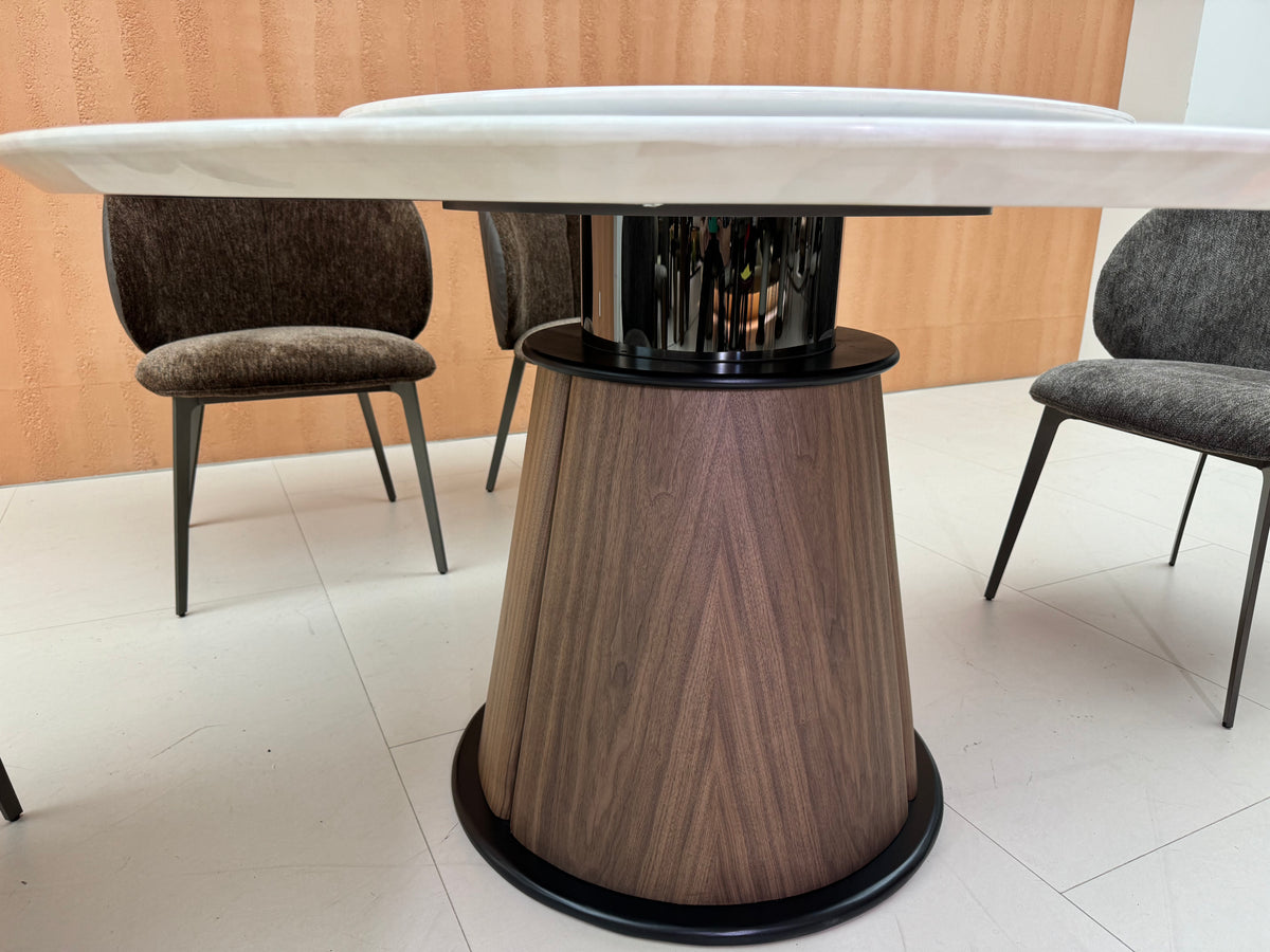 Liora Luxe Round Sintered Stone Dining Table With Lazy Susan#C723