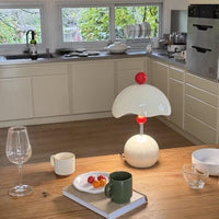 Cherry Dome Retro Table Lamp – Cream & Red Accent Light