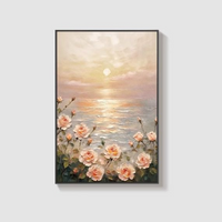 Blush Coastline Canvas – Nordic Floral Sunset Wall Art