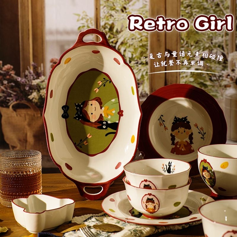 Retro Girl Vintage Dinnerware Set