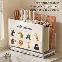 Cute Animals All-in-One Knife & Utensil Rack – Wall-Mountable Draining Organizer