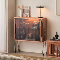 Château Mobi – French Vintage Glass Bar Cabinet on Wheels