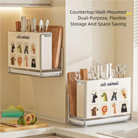 Cute Animals All-in-One Knife & Utensil Rack – Wall-Mountable Draining Organizer