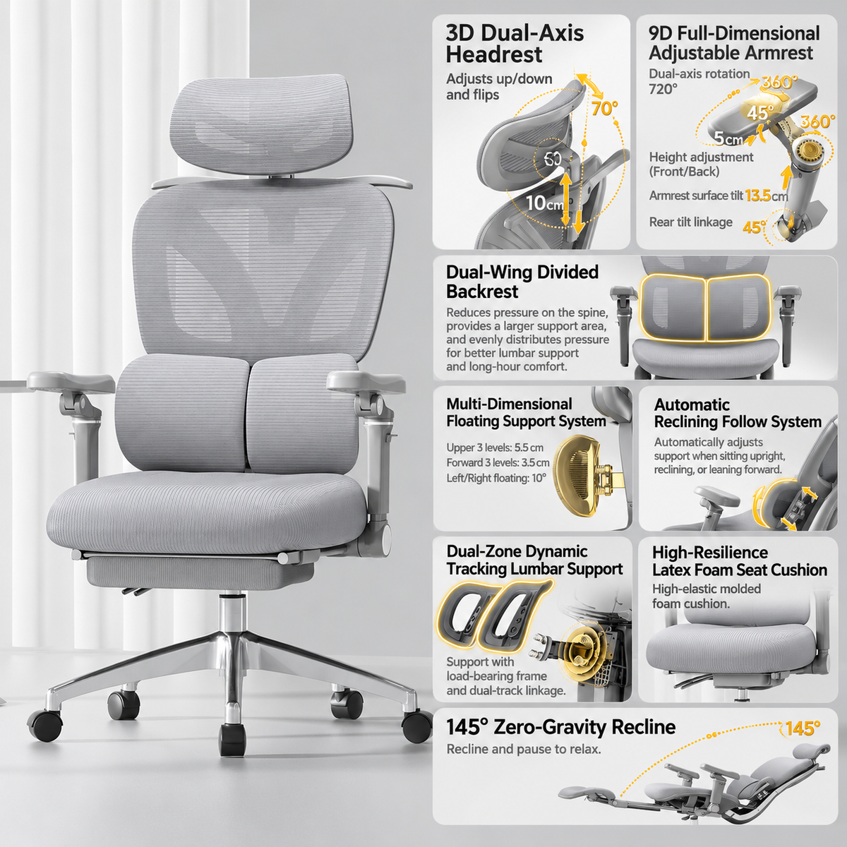 Premium Ergonomic Office Chair With Adjustable Lumbar Support